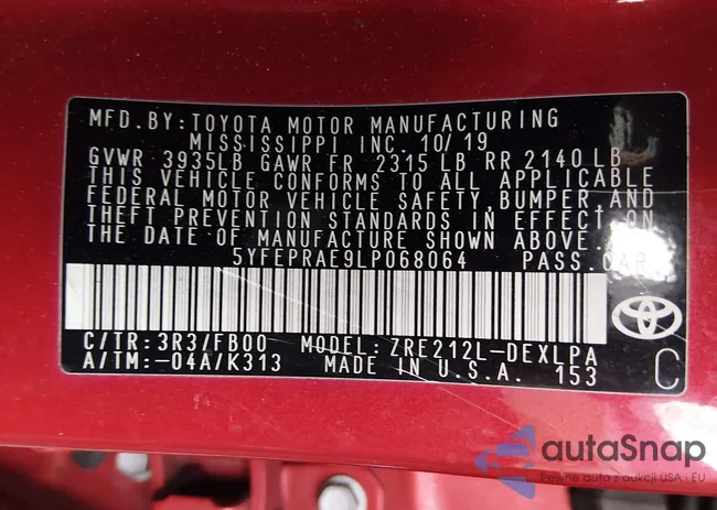 5YFEPRAE9LP068064: 44009290