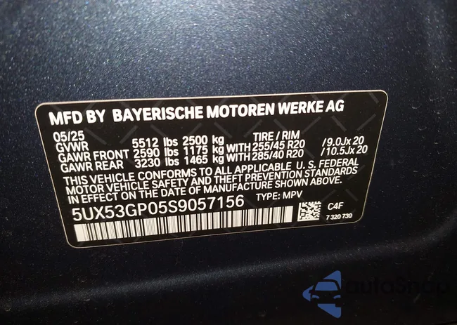 5UX53GP05S9057156: 44009399