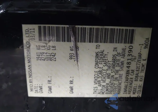 1N4AL2APXBN481390: 44009539