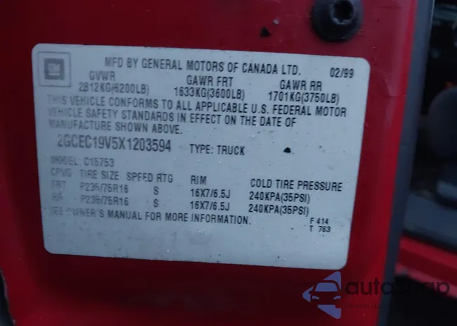 2GCEC19V5X1203594: 44009570