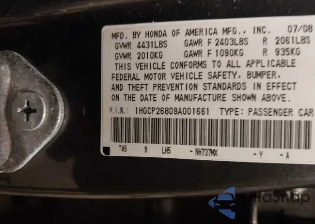 1HGCP26809A001661: 44009582