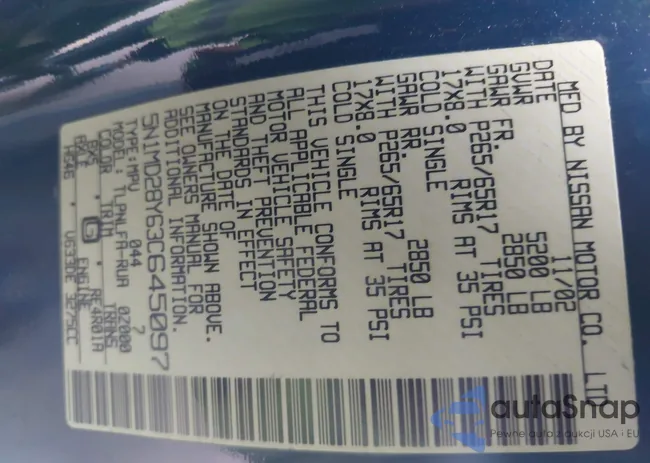 5N1MD28Y63C645097: 44009634