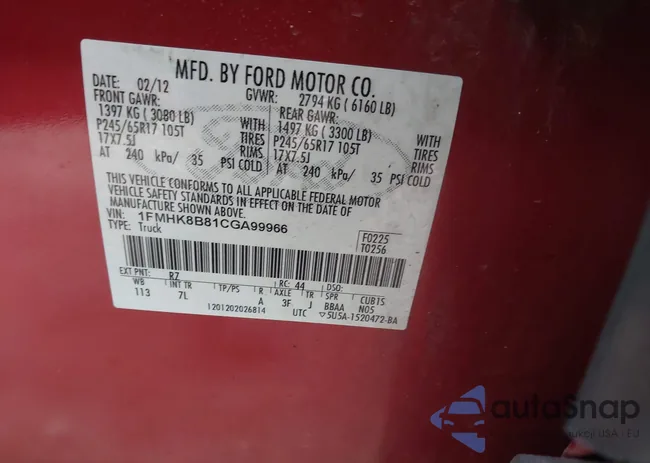 1FMHK8B81CGA99966: 44010702