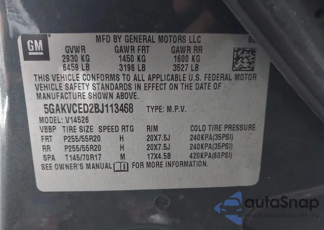 5GAKVCED2BJ113468: 44010752