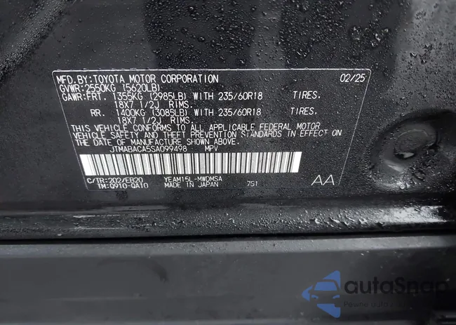 JTMABACA5SA099498: 44010822