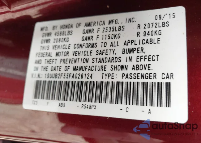 19UUB2F55FA026124: 44010906