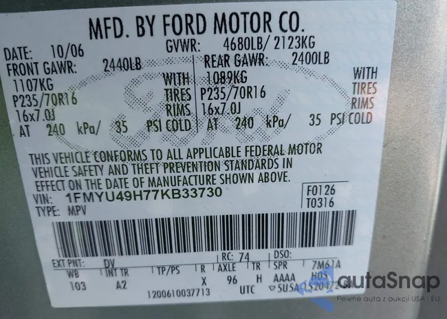 1FMYU49H77KB33730: 44010958