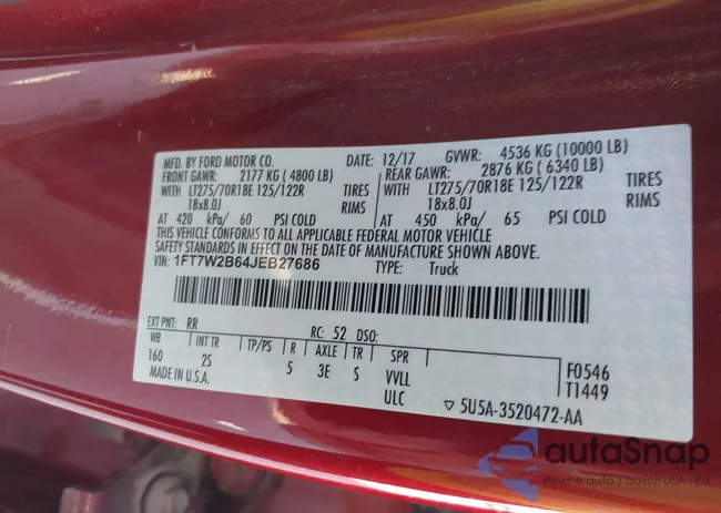 1FT7W2B64JEB27686: 44010960