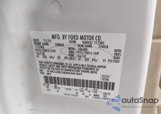 1FMCU9EG6BKA91841: 44010961