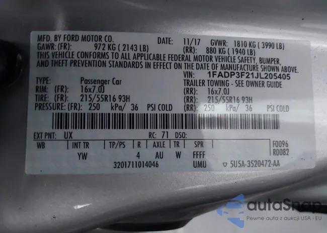 1FADP3F21JL205405: 44011071