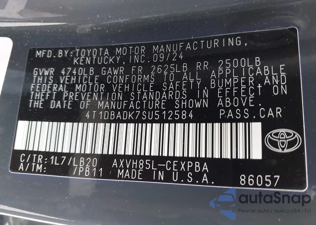 4T1DBADK7SU512584: 44011073