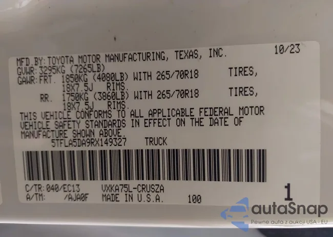 5TFLA5DA9RX149327: 44011110