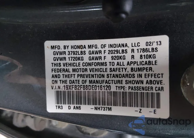 19XFB2F88DE016120: 44011143