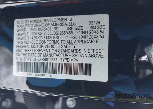 5FNYF8H5XRB013577: 44011153