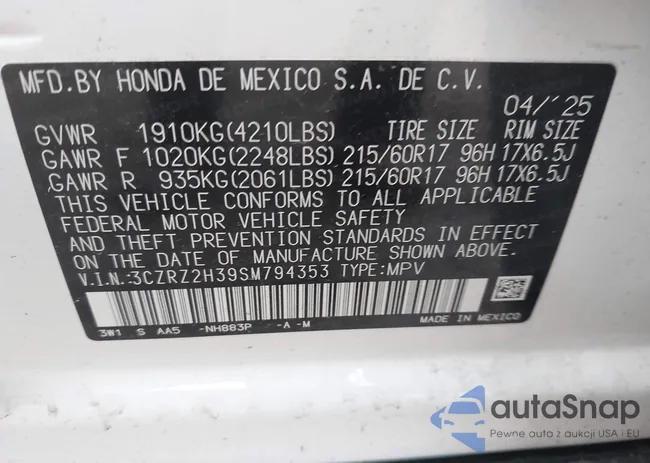 3CZRZ2H39SM794353: 44011156