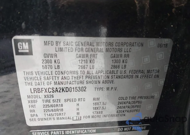 LRBFXCSA2KD015302: 44011226