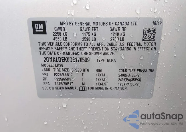 2GNALDEK0D6170599: 44011238