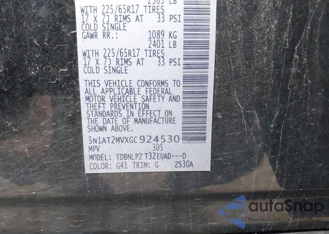 5N1AT2MVXGC924530: 44011243