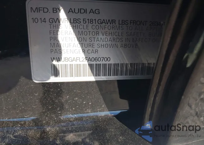 WAUBGAFL2FA060700: 44010305