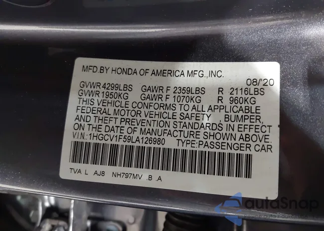 1HGCV1F59LA126980: 44010341