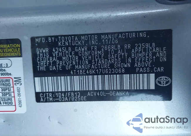 4T1BE46K17U623068: 44010394