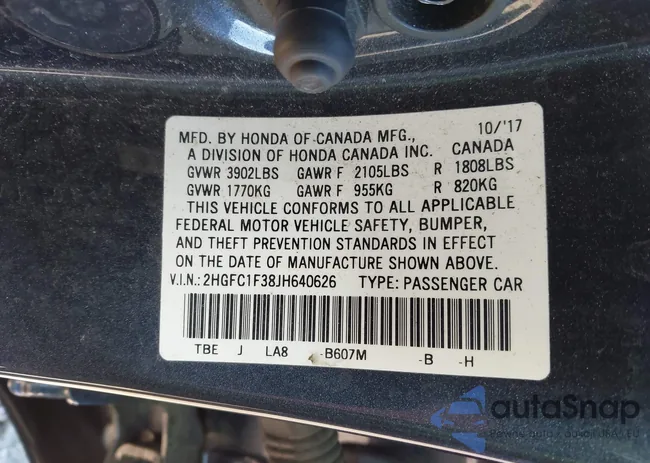 2HGFC1F38JH640626: 44010436