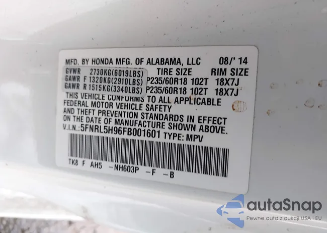 5FNRL5H96FB001601: 44010506