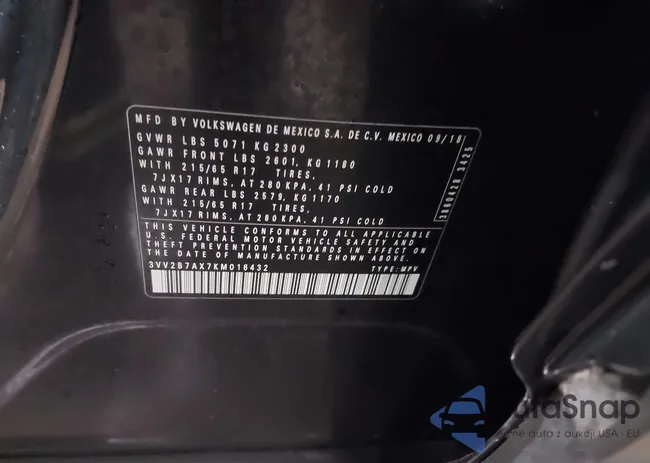 3VV2B7AX7KM016432: 44010547