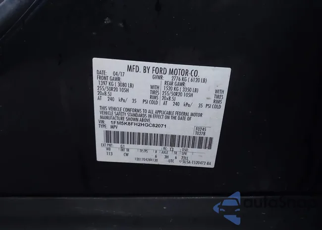 1FM5K8FH2HGC82071: 44010614