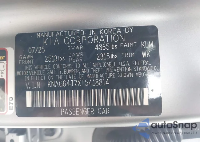 KNAG64J7XT5418814: 44010630