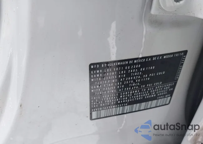 3VV2B7AX3KM033714: 44011646