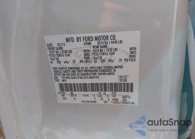 1FMCU0C76CKC40510: 44011678