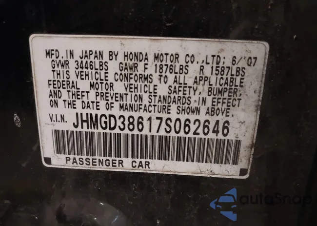 JHMGD38617S062646: 44011847