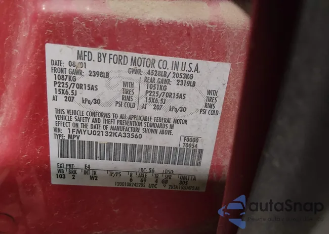 1FMYU02132KA33560: 44011889