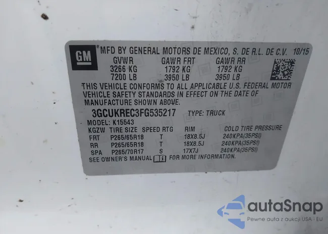 3GCUKREC3FG535217: 44011910