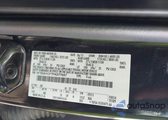 1FTEW1CF7FKD77657: 44011925