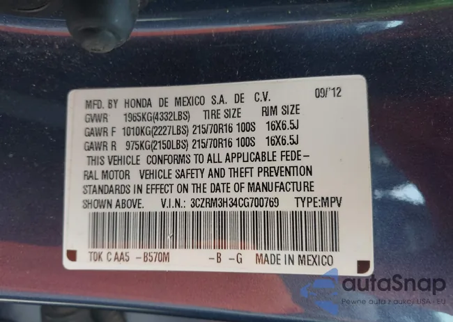 3CZRM3H34CG700769: 44012059