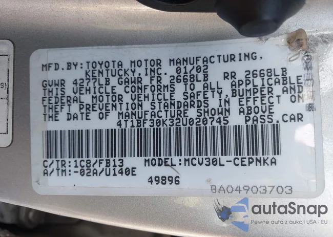 4T1BF30K32U020745: 44012096