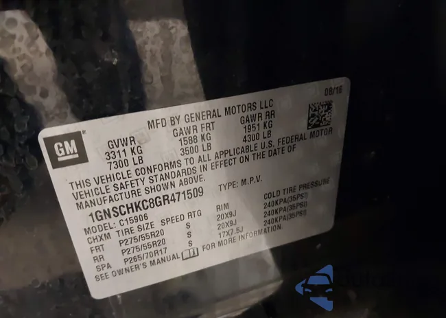 1GNSCHKC8GR471509: 44012123