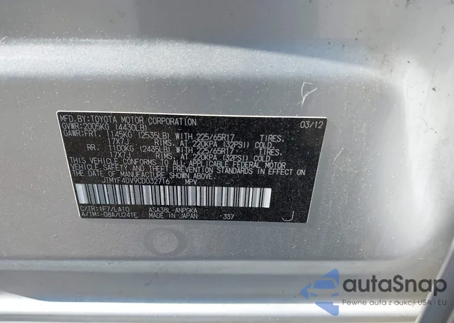 JTMYF4DV9CD032716: 44012128