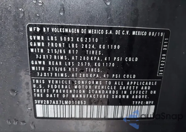 3VV2B7AX7LM011653: 44012147