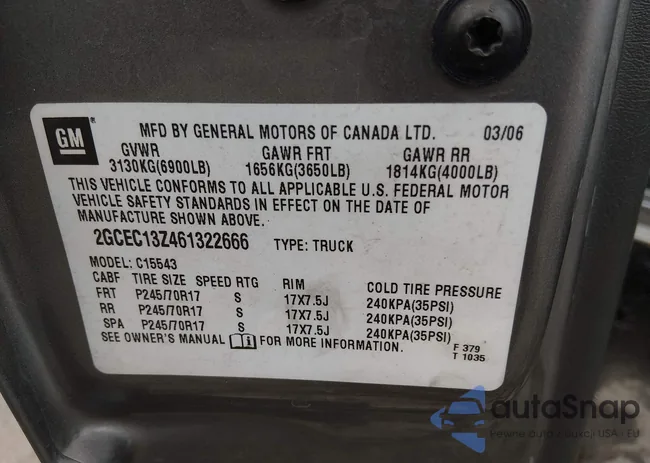 2GCEC13Z461322666: 44012210