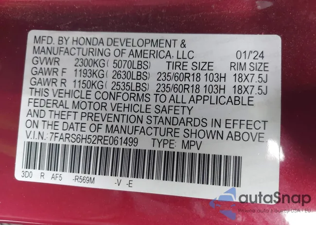 7FARS6H52RE061499: 44011316