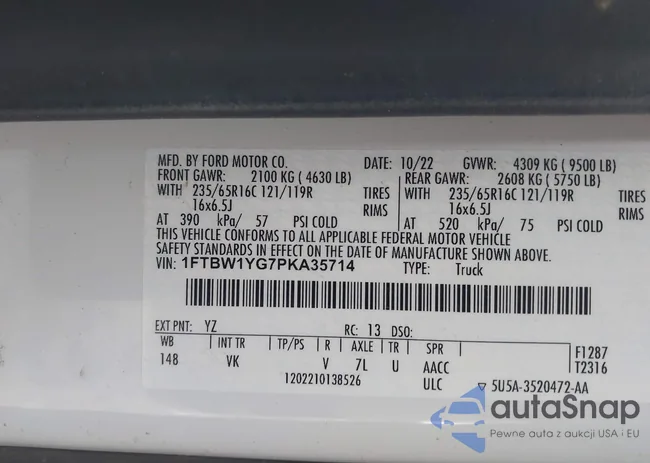 1FTBW1YG7PKA35714: 44011470