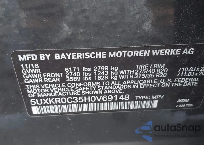 5UXKR0C35H0V69148: 44011506