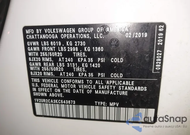 1V2UR2CA3KC543673: 44011535