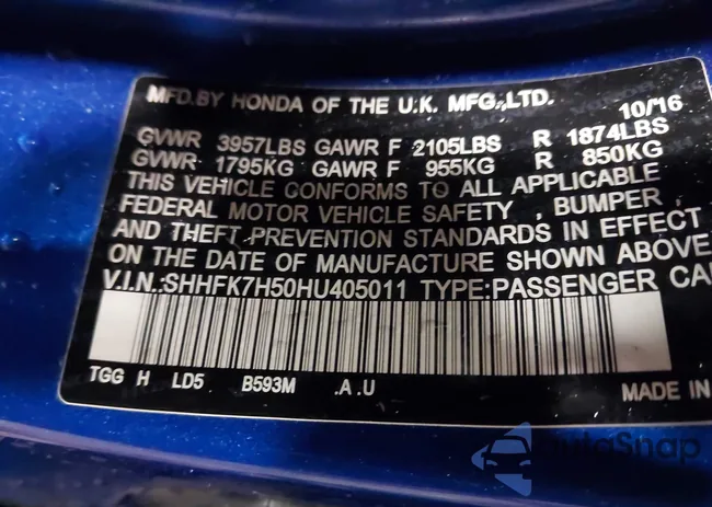 SHHFK7H50HU405011: 44011571