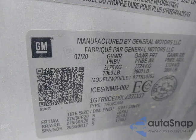 1GTR9CED0LZ331137: 44011576