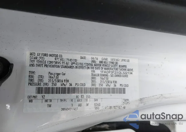 1FADP3F2XGL322134: 44012811