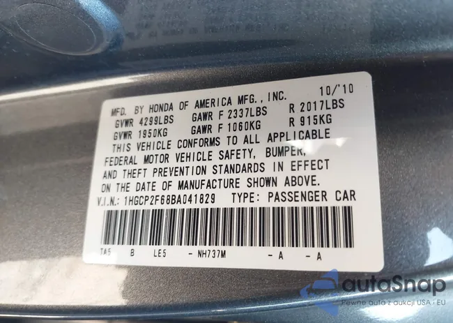 1HGCP2F68BA041829: 44012840